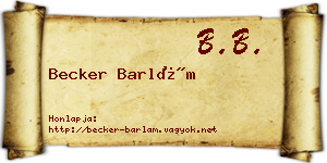 Becker Barlám névjegykártya